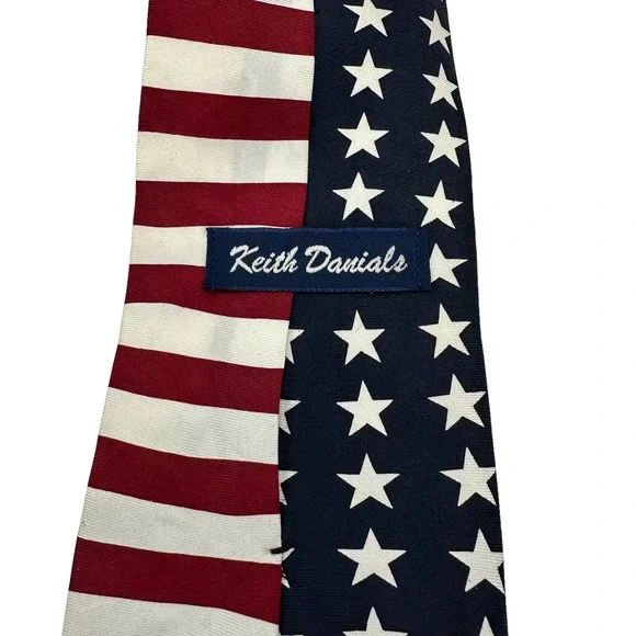 PATRIOTIC AMERICAN FLAG ALL OVER PRINT SILK MEN’S TIE - Picture 4 of 5